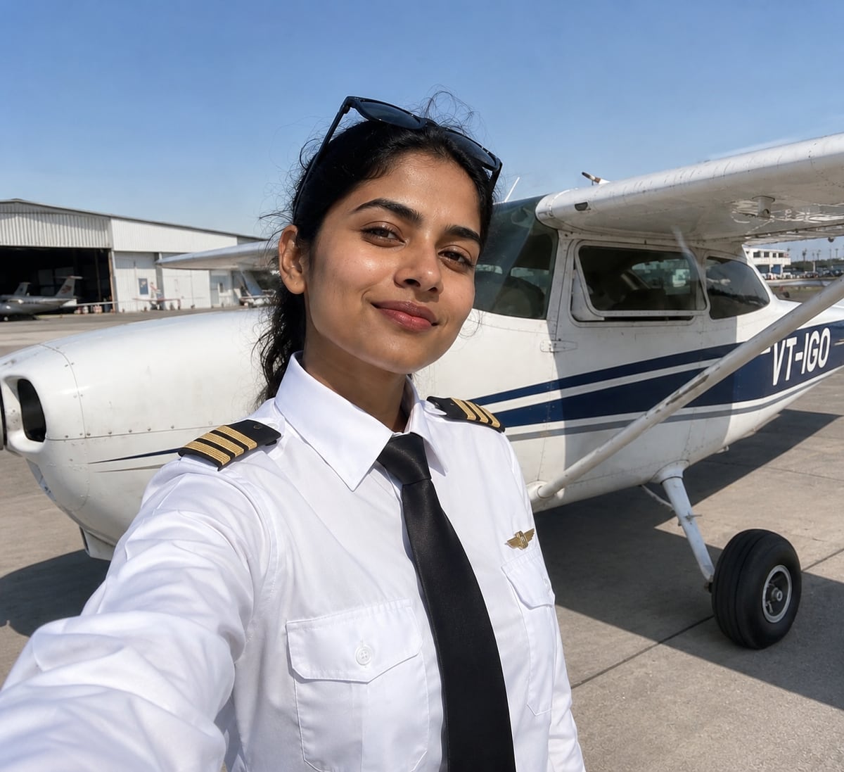 Aspiring pilot at the airfield