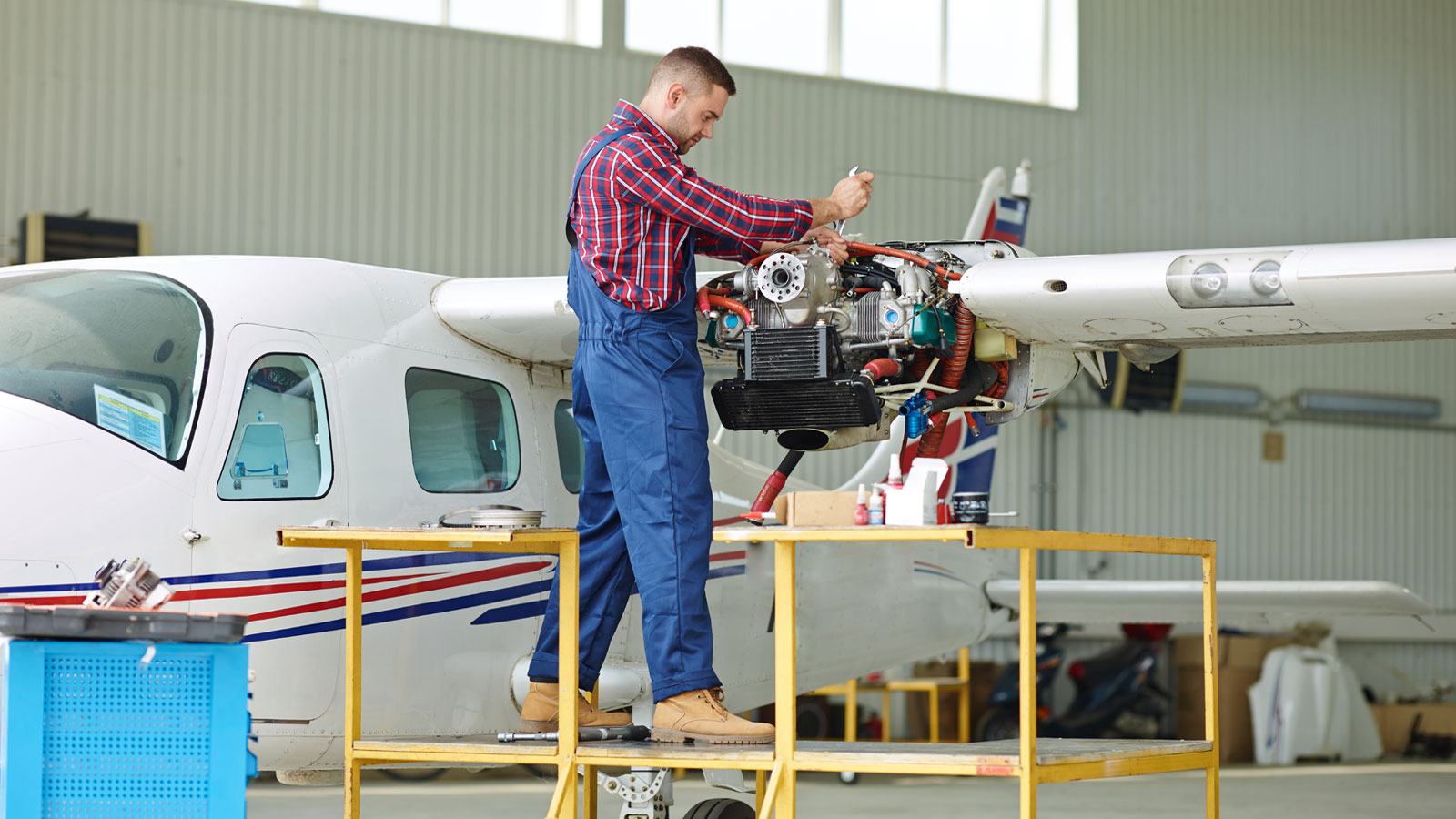 Student pilot with aircraft